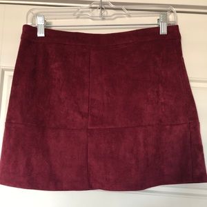 Burgundy suede mini skirt
